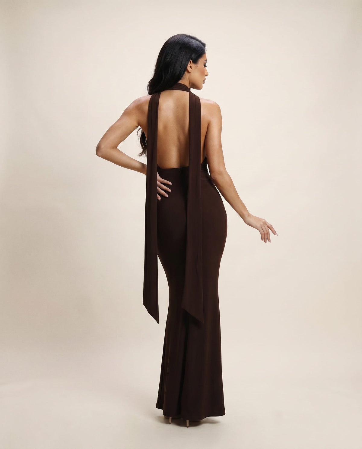 Cloud Wear NAYA Chocolate Maxi Dress with Multi-Way Ties
